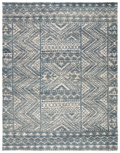 product image for rei08 prentice hand knotted geometric blue ivory area rug design by jaipur 1 59