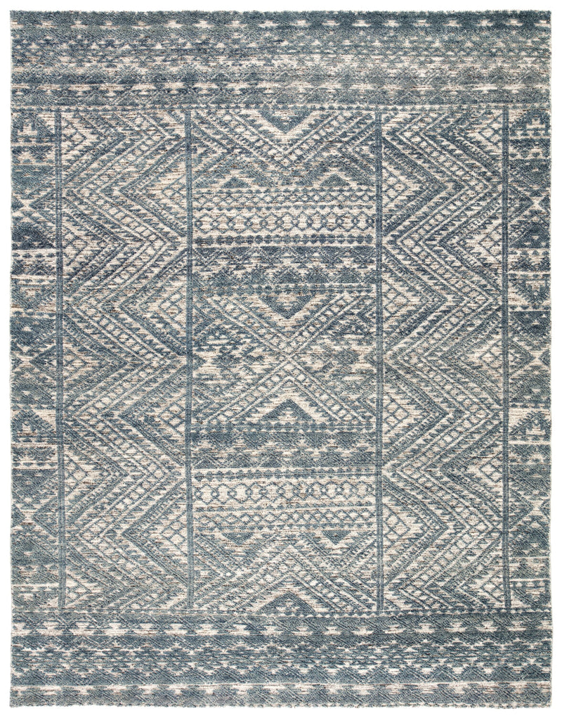 media image for rei08 prentice hand knotted geometric blue ivory area rug design by jaipur 1 244