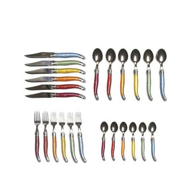 media image for laguiole rainbow flatware in wooden box set of 24 2 232