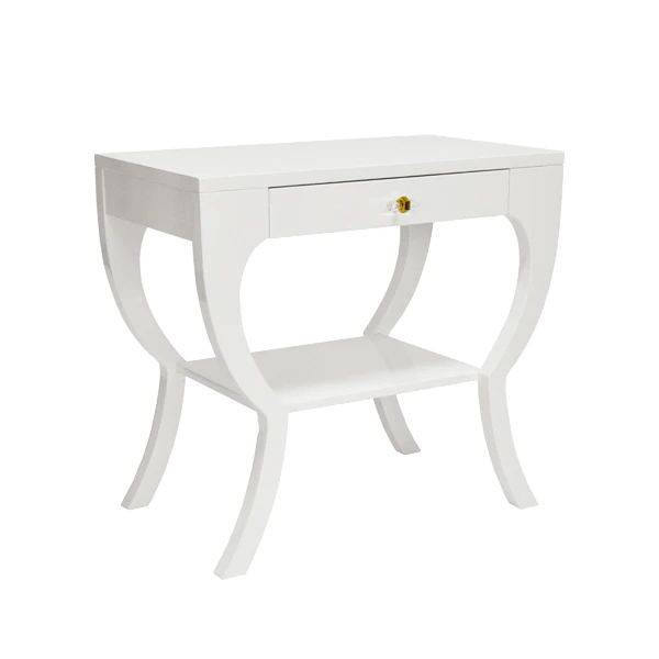 media image for Sonya Curvy Side Table w/ Acrylic Hardware in White Lacquer 221