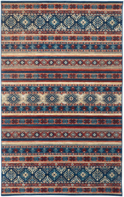 product image of Kezia Power Loomed Geometric Classic Blue/Ochre Red Rug 1 567