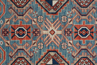 product image for Kezia Power Loomed Distressed River Blue/Red Orange Rug 2 12