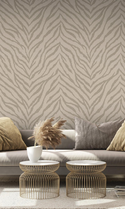 product image for Zebra Lines Taupe Metallic Animal Print Wallpaper by Walls Republic 14