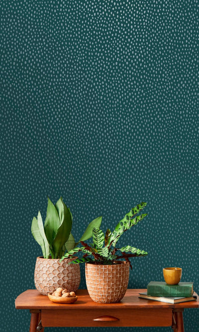 product image for Teal Dotted Plain Simple Textured Wallpaper by Walls Republic 43