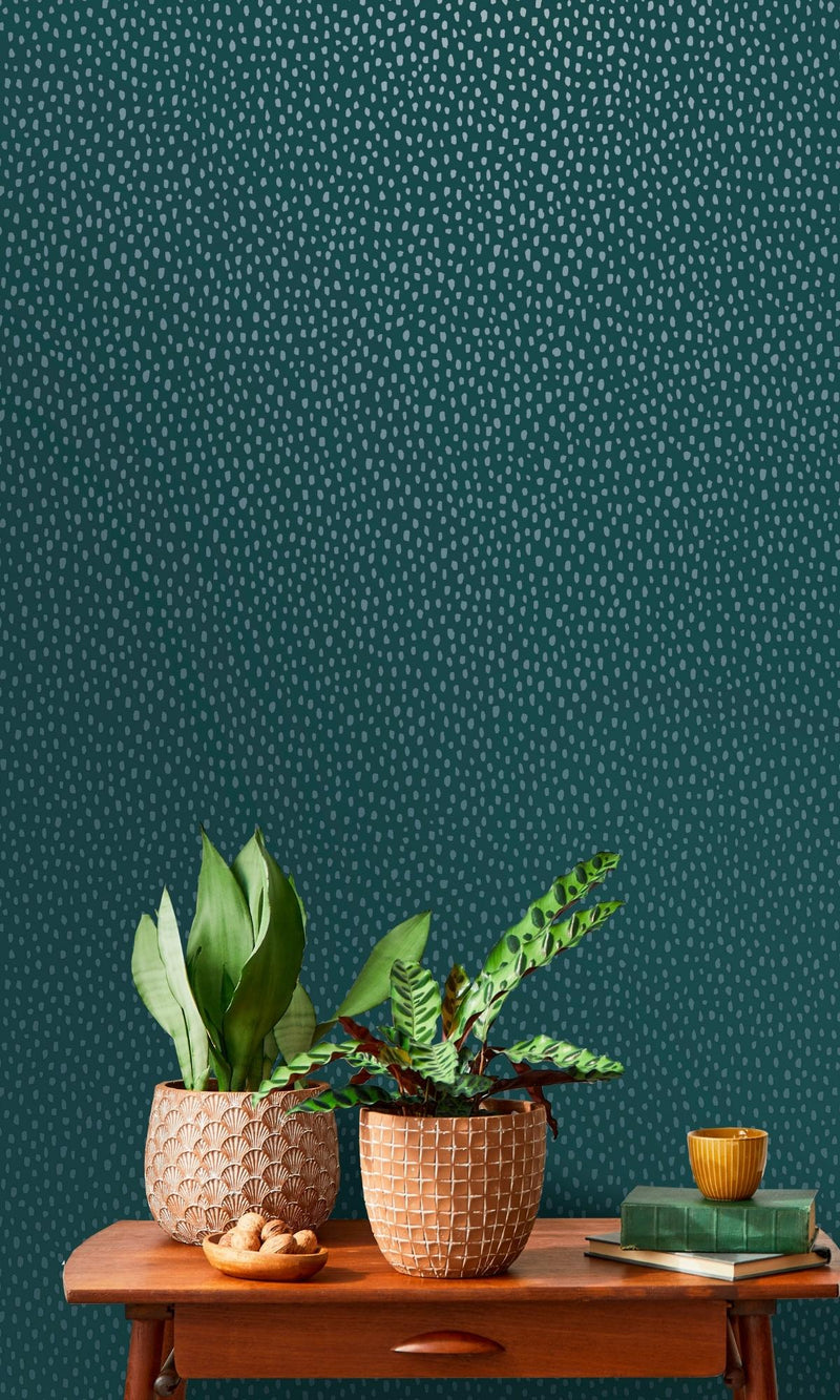 media image for Teal Dotted Plain Simple Textured Wallpaper by Walls Republic 257