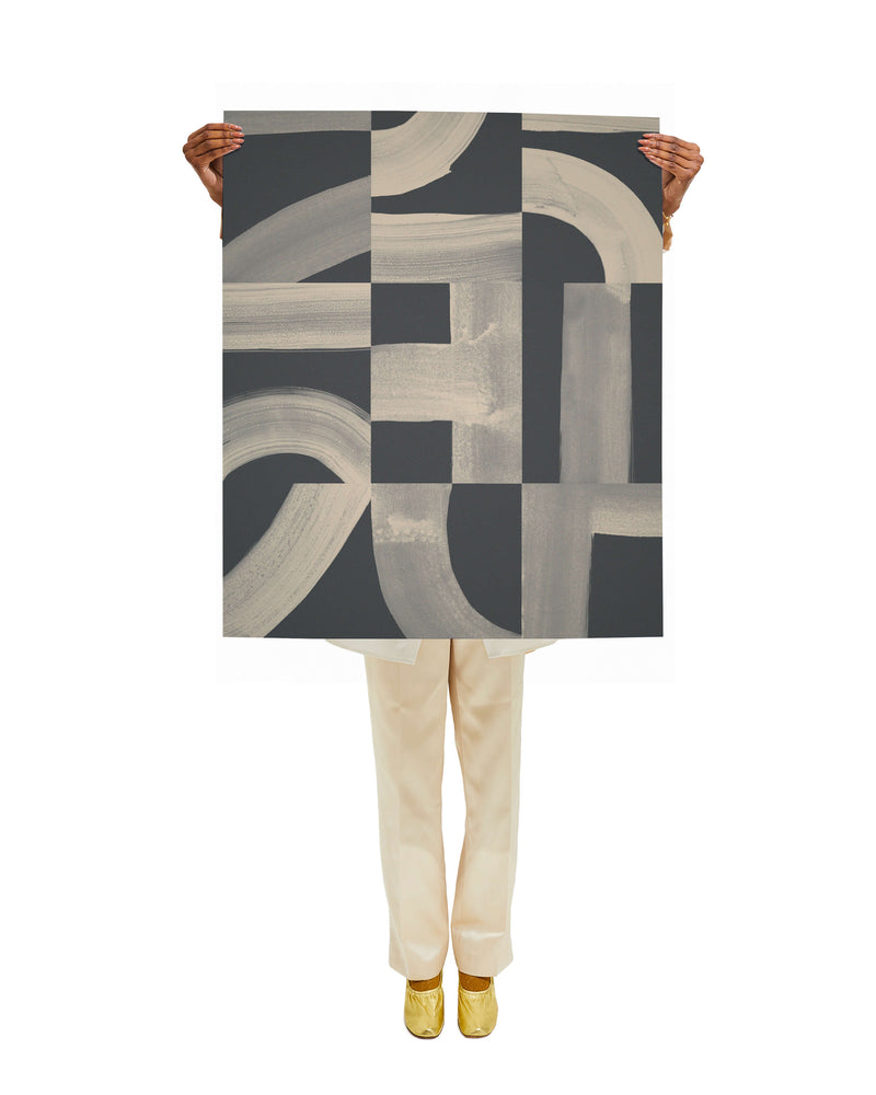 media image for Brute Wallpaper in White Tea on Charcoal 260