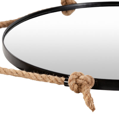 product image for Thaddeus THD-001 Round Mirror in Black 86
