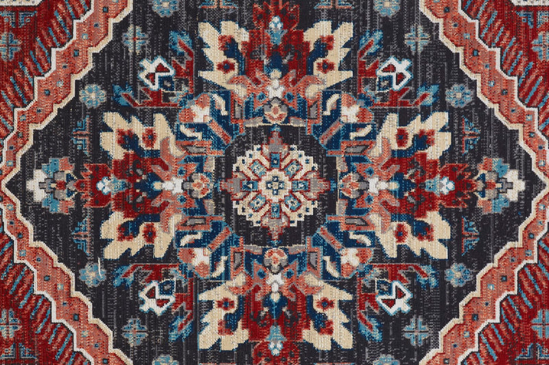 media image for Kezia Power Loomed Distressed True Red/River Blue Rug 2 285