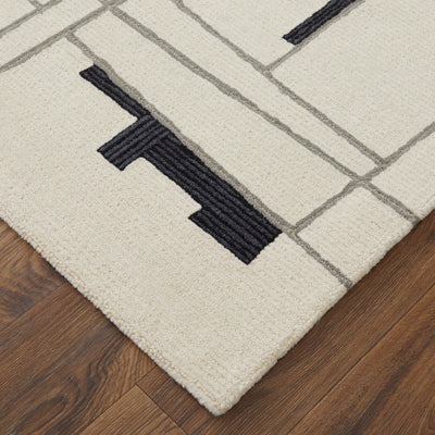product image for ardon architectural mid century modern hand tufted ivory black rug by bd fine mgrr8902ivyblkh00 5 88