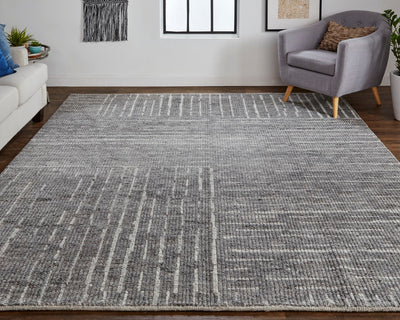 product image for Rheed Linear Silver Gray/Ivory Rug 6 32
