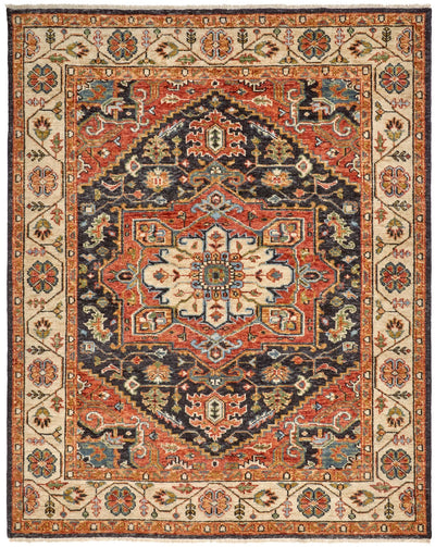 product image of Irie Hand-Knotted Medallion Beige/Rust Orange Rug 1 519
