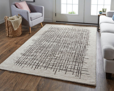 product image for Carrick Hand-Tufted Crosshatch Light Taupe/Brown Rug 6 29