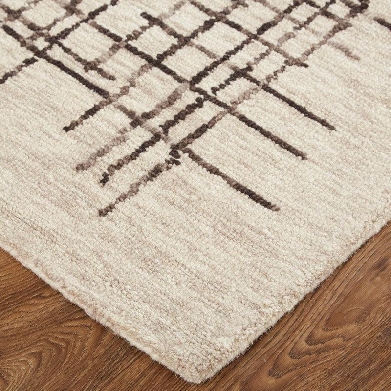 media image for Carrick Hand-Tufted Crosshatch Light Taupe/Brown Rug 4 226