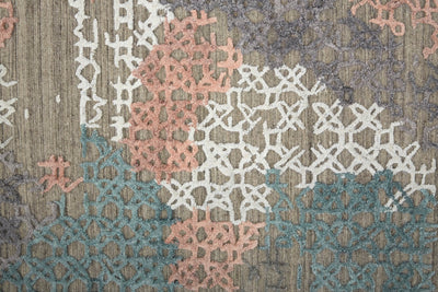product image for Huntley Handwoven Abstract Coral Pink/Blue/Taupe 3ft-6in x 5ft-6in Rug 2 58