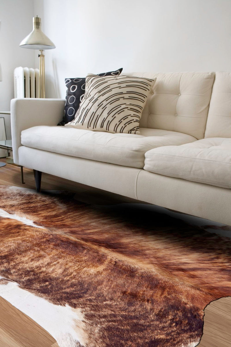 media image for oakdale premium on hair cowhide hand made brindle light brown rug by bd fine argrcowhexolhtq01 4 258