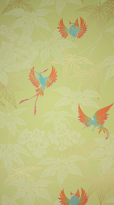 product image for Grove Garden Wallpaper in lemon-lime background Color 93