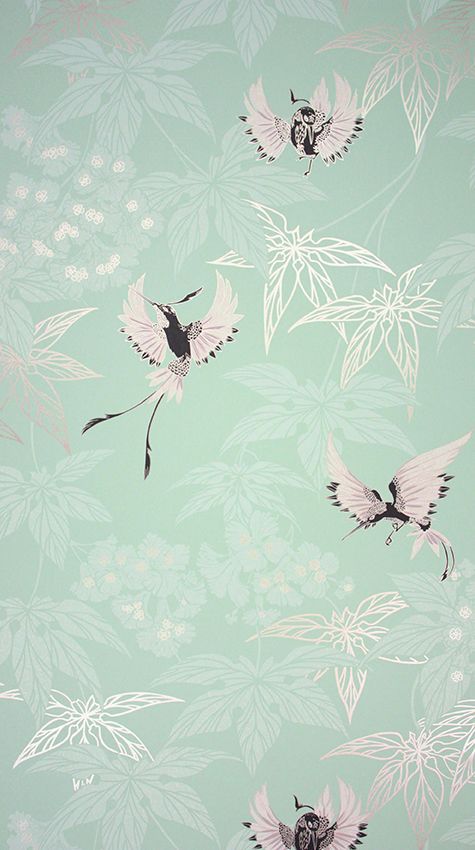media image for Grove Garden Wallpaper in fresh aqua background and silver accents Color 20