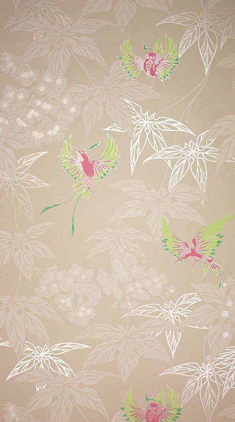 media image for Grove Garden Wallpaper in buff background with gold-silver accents Color 244