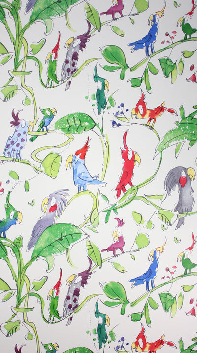 product image of Cockatoos Wallpaper in Green and tan from the Zagazoo Collection by Osborne & Little 515