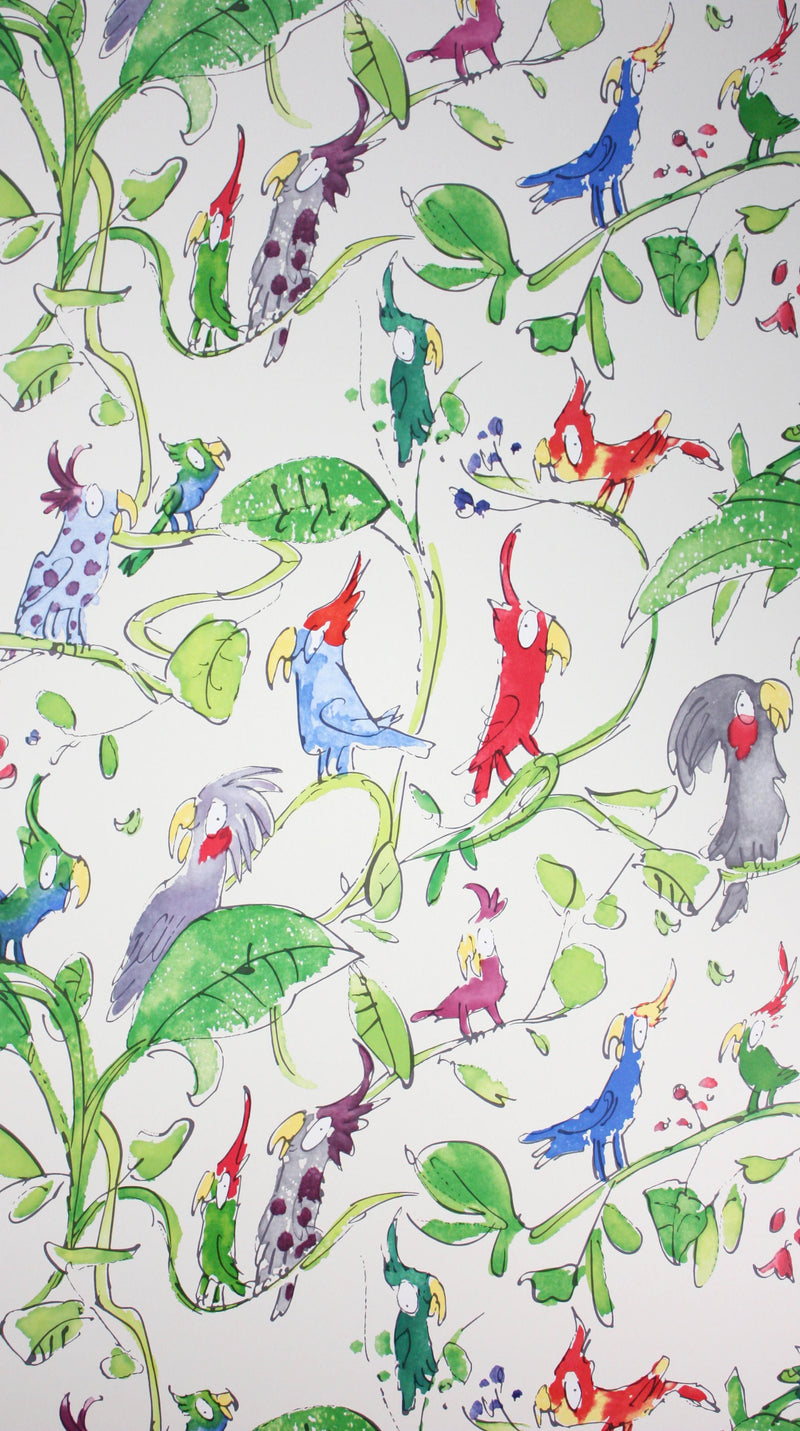 Shop Cockatoos Wallpaper in Green and Tan from the Zagazoo Collection