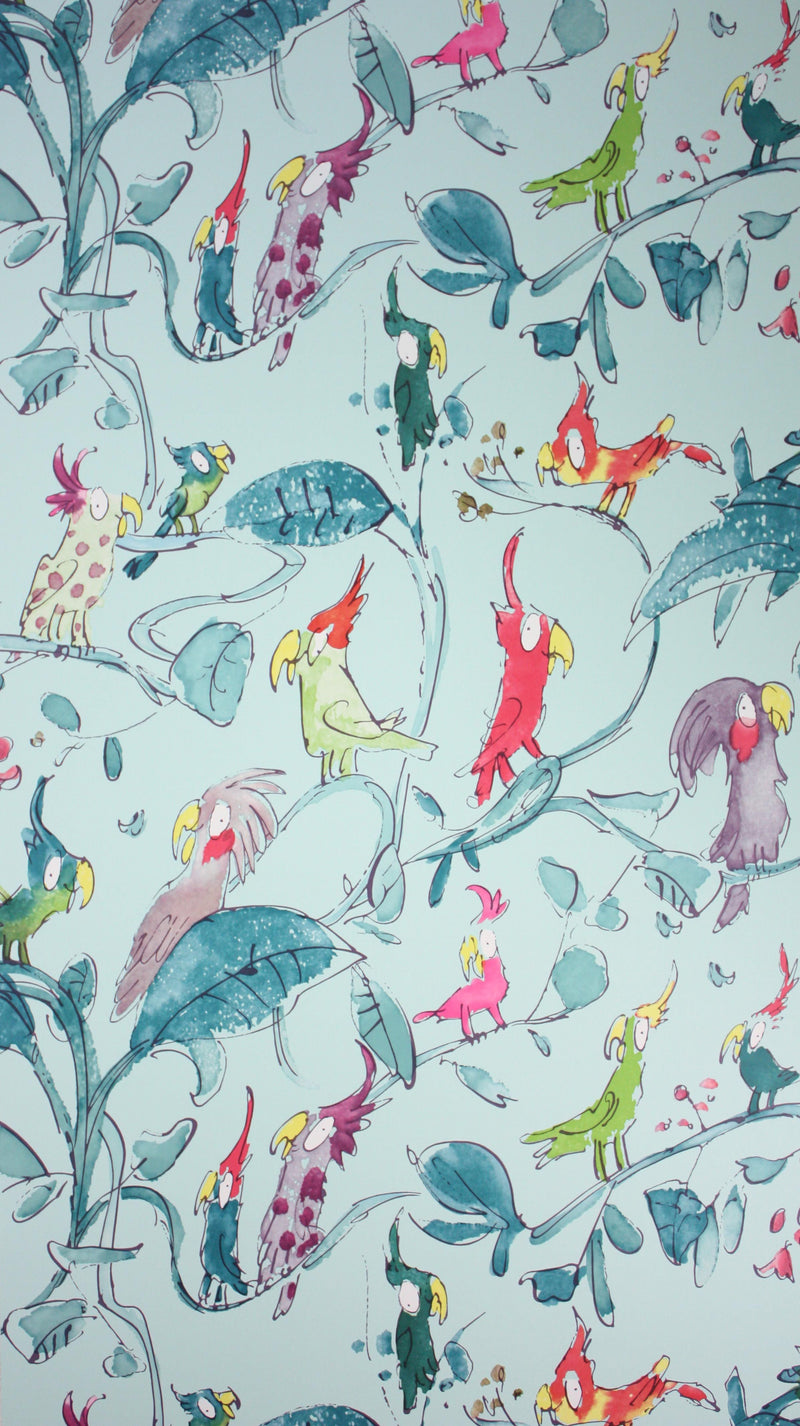 media image for Cockatoos Wallpaper in turquoise from the Zagazoo Collection by Osborne & Little 227