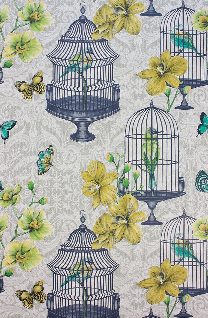 media image for Orangery Wallpaper in gray and lemon from the Belvoir Collection by Matthew Williamson 249