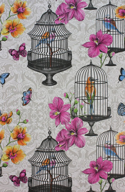 product image for Orangery Wallpaper in Pink and light gray from the Belvoir Collection by Matthew Williamson 77
