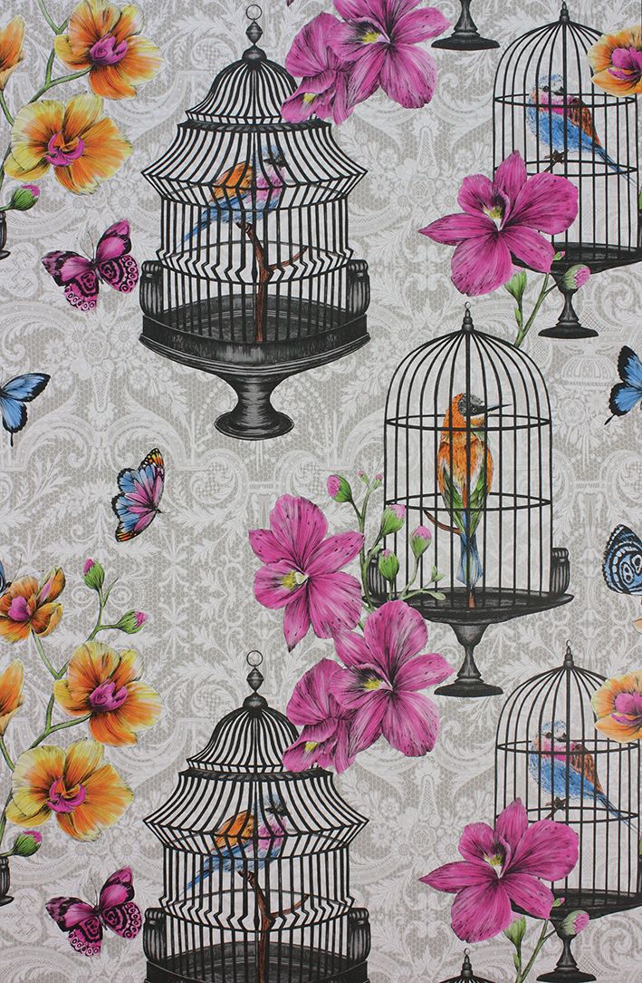 media image for Orangery Wallpaper in Pink and light gray from the Belvoir Collection by Matthew Williamson 297