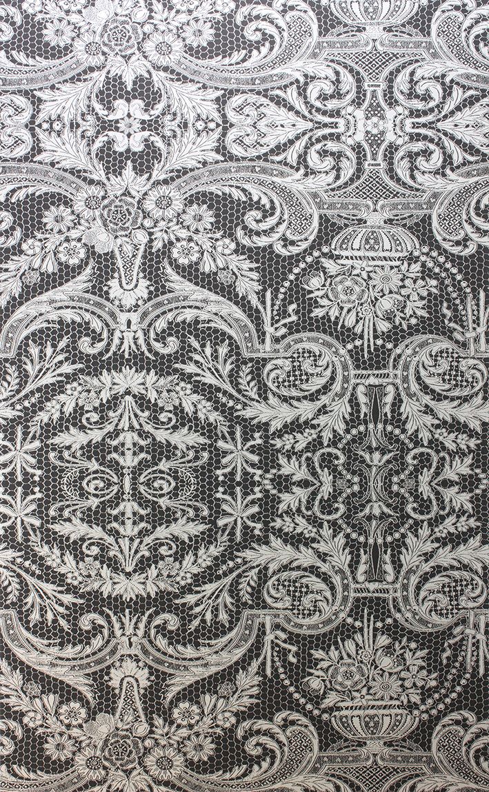 media image for Orangery Lace Wallpaper in black and gray from the Belvoir Collection by Matthew Williamson 243