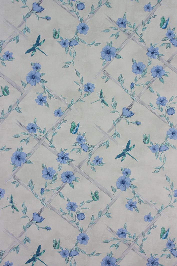 media image for Rosanna Trellis Wallpaper in blue and tan from the Belvoir Collection by Matthew Williamson 256