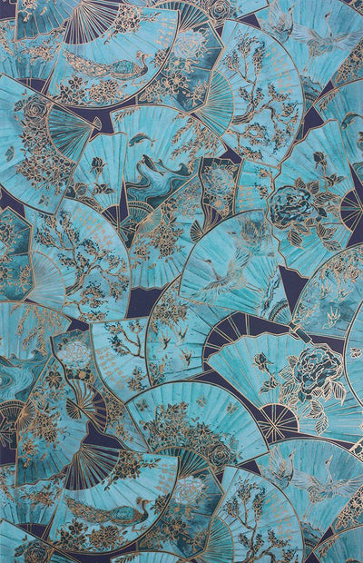 product image for Fanfare Wallpaper in turquoise from the Belvoir Collection by Matthew Williamson 21