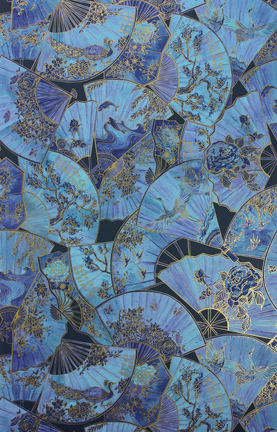 product image for Fanfare Wallpaper in blue from the Belvoir Collection by Matthew Williamson 64