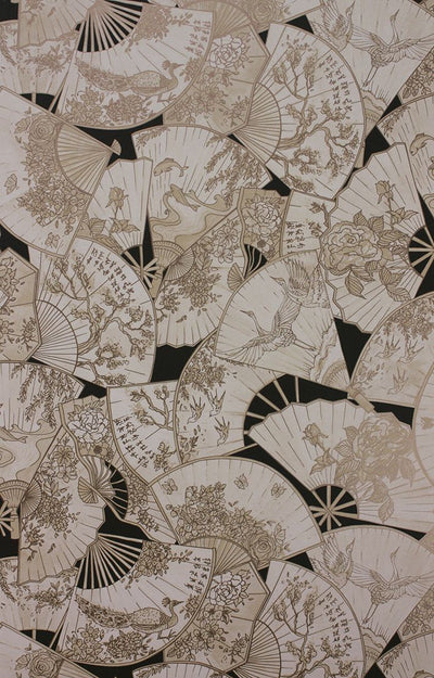 product image of Fanfare Wallpaper in black and beige from the Belvoir Collection by Matthew Williamson 538