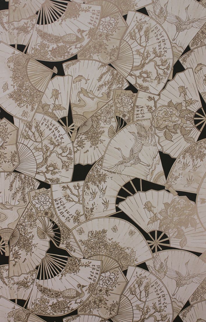 media image for Fanfare Wallpaper in black and beige from the Belvoir Collection by Matthew Williamson 210