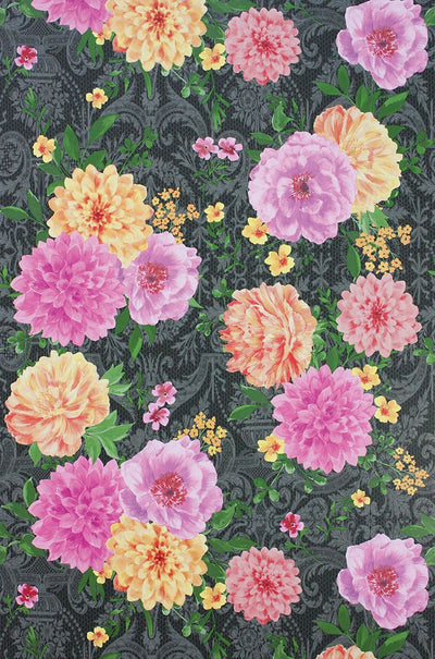 product image for Duchess Garden Wallpaper in multi color on charcoal background by Matthew Williamson 26