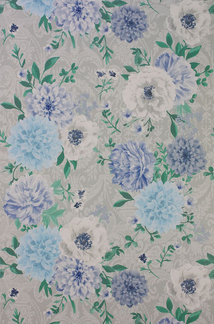media image for Duchess Garden Wallpaper in multi color flower on gray background by Matthew Williamson 23
