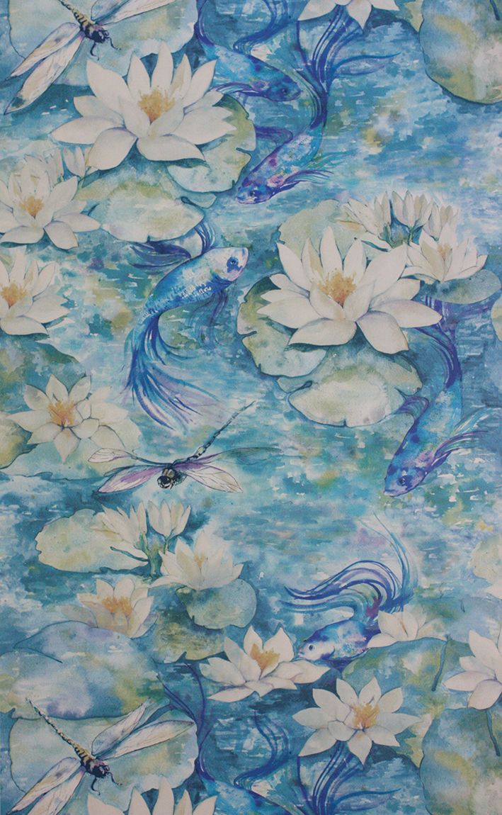 media image for Sample Water Lily Wallpaper in blue from the Belvoir Collection by Matthew Williamson 24