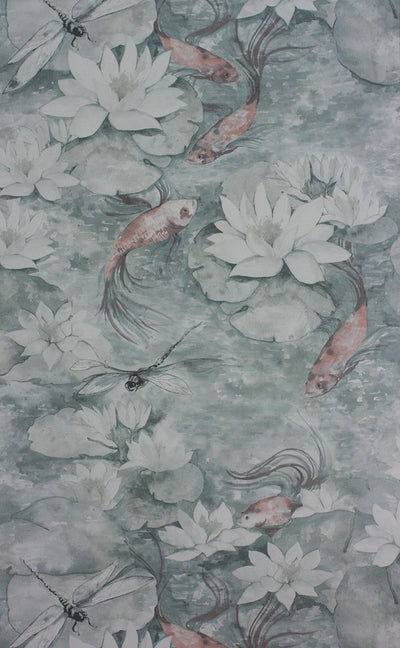 product image of Sample Water Lily Wallpaper in gray from the Belvoir Collection by Matthew Williamson 571