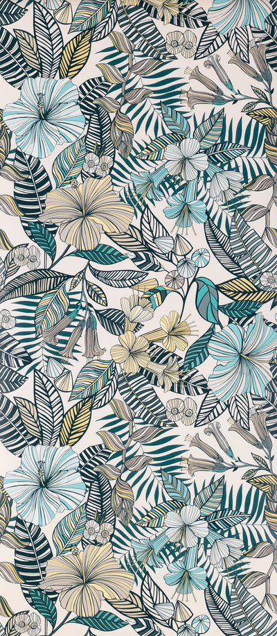product image for Valldemossa Wallpaper in teal colourful flowers from the Deya Collection by Matthew Williamson 71