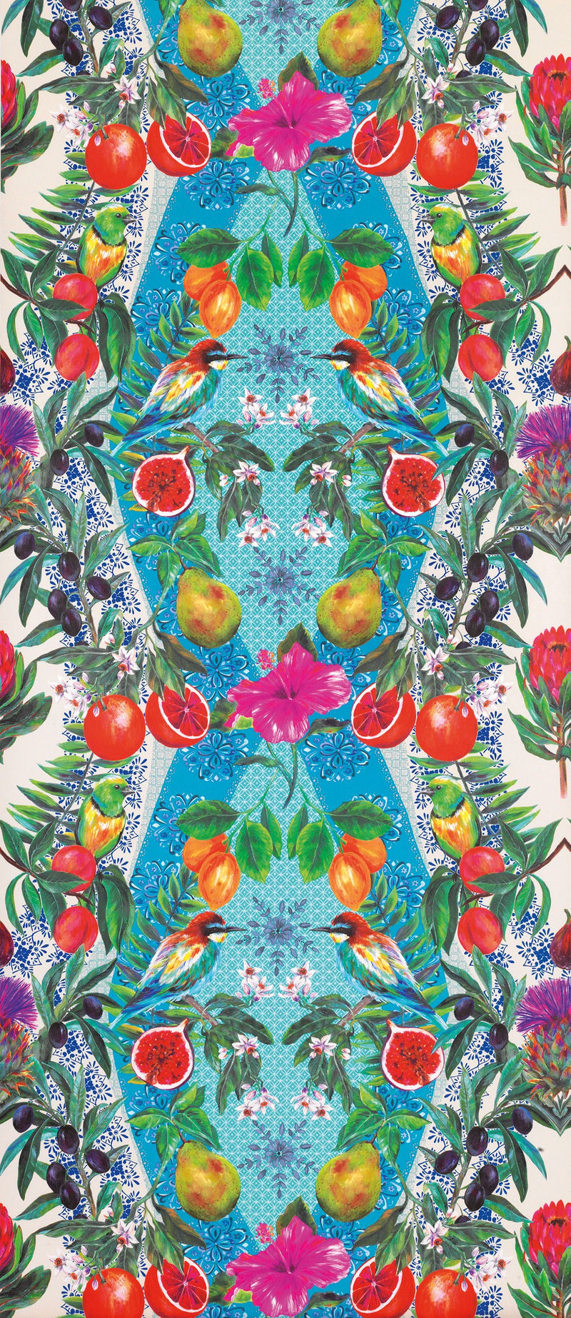 media image for Talavera Wallpaper in citrus fruits and vivid hedgerow flowers by Matthew Williamson 260