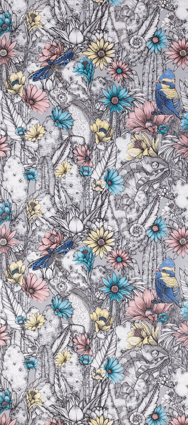 media image for Cactus Garden Wallpaper in Lavender gray from the Deya Collection by Matthew Williamson 252
