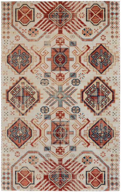 product image of Kezia Power Loomed Distressed Ochre Red/Vanilla Beige Rug 1 527