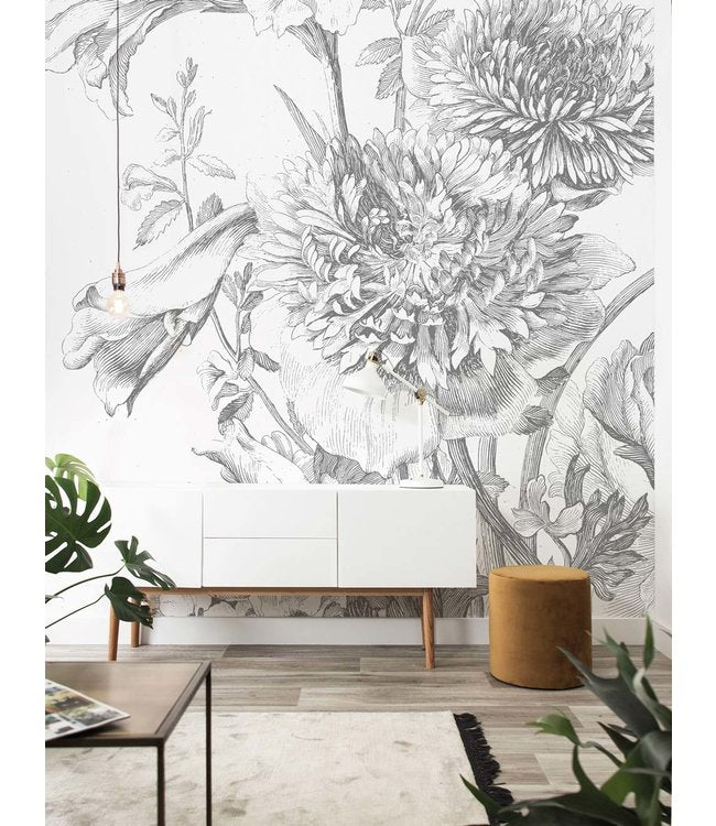 media image for Engraved Flowers No. 1 Wall Mural by KEK Amsterdam 220