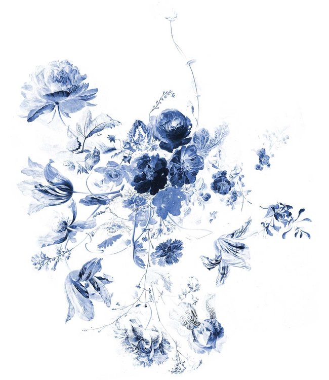 media image for Royal Blue Flowers No. 3 Wall Mural by KEK Amsterdam 285