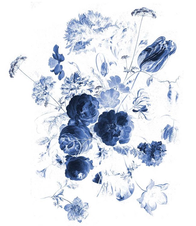 media image for Royal Blue Flowers Wall Mural by KEK Amsterdam 234