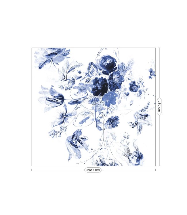 media image for Royal Blue Flowers No. 3 Wall Mural by KEK Amsterdam 270