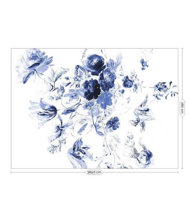 media image for Royal Blue Flowers No. 3 Wall Mural by KEK Amsterdam 211