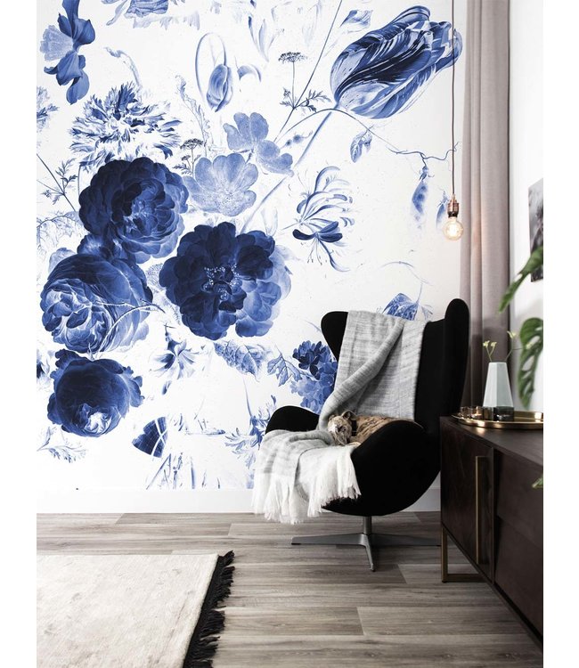 media image for Royal Blue Flowers Wall Mural by KEK Amsterdam 289