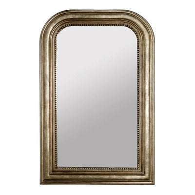 product image of waverly hand carved champagne silver leaf curved top rectangular mirror design by bd studio 1 589