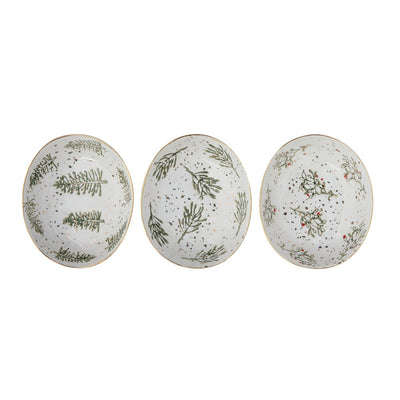 product image of oval hand painted stoneware dish w greenery gold electroplating 3 styles 1 510